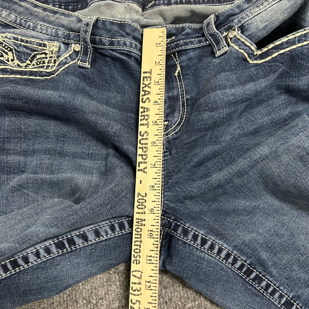 Vigoss Jeans Womens Size 16 Blue Bootcut Embellished Pocket Contrast Stitching - Picture 4 of 10